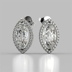 3.40 Ct Marquise And Round Halo Diamond Stud Earring White Gold | HarryChadEnt.com Diamond Stud Earring, Diamond Earrings Studs Round, White Gold Earrings Studs, White Gold Studs, Round Halo, Gold Models, Halo Earrings Studs, Marquise Cut Diamond, Round Diamond Engagement Rings