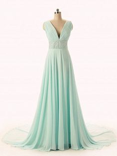 V-Neck Chiffon Sexy Party Dress Crystal Popular Evening Long Dresses Prom Dress A Line, Chiffon Prom Dresses, Chapel Train, Chiffon Prom Dress, Chiffon Bridesmaid Dress, Dress Picture, Cheap Prom Dresses, Dresses Uk, Chiffon Bridesmaid