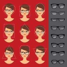 Glasses Shapes, Face Types, Different Faces, Eyeglass Lenses, Spectacles Frames, Layered Bob, Types Of Women