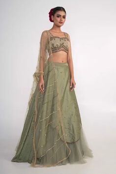 Shop for Merge Design Green Blouse Layered Lehenga Set for Women Online at Aza Fashions Green Embellished Pre-draped Saree For Wedding, Green Kundan Sets For Reception, Green Resham Embroidery Lehenga For Party Wear, Party Wear Green Lehenga With Resham Embroidery, Green Embellished Party Wear Choli, Bollywood Embellished Green Choli, Bollywood Green Embellished Choli, Bollywood Style Embellished Green Choli, Green Organza Anarkali Set With Mirror Work