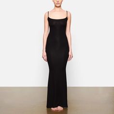 Skims Elevate Your Loungewear With This Super Soft, Drapey Slip Dress That Offers A Comfortable, Body-Hugging Fit. This Maxi Length Dress Features A Flattering Straight Neckline, Ribbed Fabric, And Partially Adjustable Spaghetti Straps. Size: 2x Color: Onyx Black Soft And Drapey Long Slip Dress For Effortless Style While Staying Comfortable, Straight Neckline, Self Spaghetti Partially Adjustable Straps, Ribbed Fabric Detail, Maxi Length, Ribbed Fabric Detail Modal, Spandex Nwt - New With Tag Soft Lounge Long Slip Dress, Belted Long Dress, Shapewear Dress, Black Lounge, Long Slip Dress, Long Slip, Fishtail Skirt, Black Slip Dress, Resort Dresses