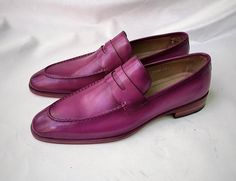 TucciPolo Luma Classic Elegant Purple Pink Italian Leather Mens Luxury Loafer Handmade Shoe with Matching Belt Combo. A classic and elegant loafer in Purple calfskin. Finished with a smooth trim, and prominent seams on the upper, comes complete with a leather sole and a matching belt. This is a combo order of the shoe with matching belt together. Select your shoe size and add it to cart. Once on the cart page, write a note in the comment box the size of your Belt. once we receive your order, we Elegant Formal Purple Loafers, Elegant Purple Formal Loafers, Pink Formal Loafers With Leather Sole, Pink Leather-sole Loafers For Formal Occasions, Luxury Pink Loafers For Formal Occasions, Elegant Pink Formal Loafers, Mens Luxury, Classic Elegant, Tomboy Fashion