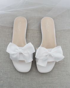 Bridesmaids Sandals, Bridesmaid Sandals, Fancy Sandals, Pretty Sandals, Bridal Sandals, Bow Sandals, Girly Shoes, Slip On Sandals, Wedding Sandals