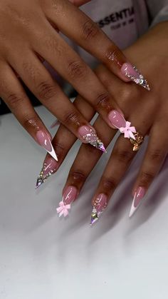 Nails Ideas Black Women, Girly Nails, Stilleto Nails Designs, Poly Gel, French Tip Acrylic Nails