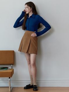 Editor's Notes Go for a cute and feminine look with bibyseob's exclusive A-line mini skirt. It's both comfy and stylish as a timeless versatile staple.- Relaxed and comfortable silhouette- Thick and durable corduroy style material- Elasticated waistband for efficient wear- Pleated A-line style mini skirtMeasurements (in.)One Size- Total length: 16.93 in. - Waist: 11.81 in. - 15.75 in. - Hips: 18.50 in. - Hem: 23.23 in. *Model info: Height- 5' 4 / Bust: 31.5 in. / Waist: Brown Relaxed Fit Skort For Fall, A Line Mini Skirt, Feminine Look, Camel, Mini Skirts, How To Wear