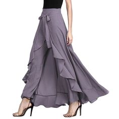 Palazzo Overlay Pant Skirts | eBay Elegant Non-stretch Asymmetrical Skirt, Solid Cotton Asymmetrical Skirt, Casual Long Wrap Skirt For Party, Trendy Long Flowy Skirt, Party Skirt Bottoms In Cotton, Elegant Cotton Ruffled Skirt Bottoms, Elegant Cotton Ruffled Skirt, Party Cotton Ruffled Skirt Bottoms, Party Long Skirt With Pockets