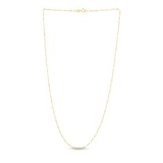 Fashioned in versatile 14K yellow gold, this 16-inch solid figaro link chain necklace is perfect for a bold layered look. The chain is approximately 1.3mm wide and secures in place with a spring ring clasp. Figaro Chain Necklace, Jared The Galleria Of Jewelry, Figaro Chains, Figaro Chain, Link Chain Necklace, Layered Look, Chain Link Necklace, Spring Rings, Link Chain