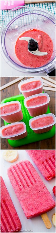 popsicle popsicles are being made with pink ice cream