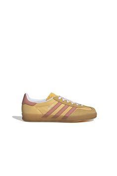 Yellow Adidas Lace-up Sneakers, Gum Sole Lace-up Running Shoes For Jogging, Jogging Sneakers With Gum Sole, Adidas Lace-up Sneakers With White Sole, Adidas Logo White Lace-up Sneakers, Adidas Low-top Synthetic Sneakers, Gum Sole Running Shoes For Light Sports, Casual Adidas Yellow Running Shoes With Logo, Casual Adidas Yellow Running Shoes