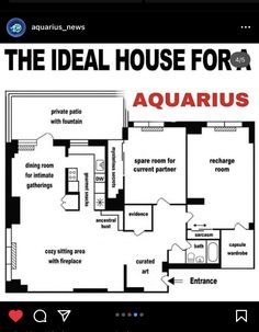 the ideal house for aquarius floor plan is shown in this screenshot from an iphone