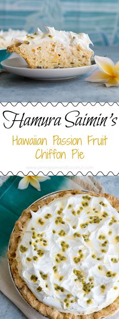 the hawaiian passion fruit chiffon pie is ready to be eaten