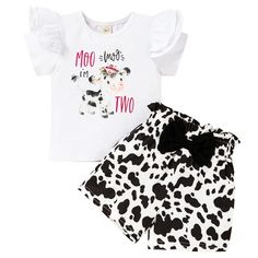 PRICES MAY VARY. 💕【Soft Material】baby girl summer clothes made of cotton material, which is soft and skin-friendly, comfortable and breathable to wear, suitable for baby girls. 💕【Different Motifs】Parents want more options for their baby's clothes. Therefore, we have different patterns for babies: leopard print, cow, petal, animal, zebra. There's always one for you sweetheart. 💕【Unique Design】Our baby girl 2t shorts set, birthday clothes for 2t girls, letter print on the tops, ruffle short sle Summer Letter Print Sets For Playtime, Summer Letter Print Playtime Set, Summer Playtime Sets With Letter Print, Cute Letter Print Summer Sets, Cute White Set With Letter Print, Cute White Letter Print Set, Cute White Letter Print Sets, Cute White Sets With Letter Print, White Cotton Sets With Ruffles