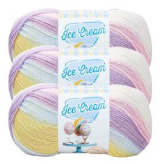 three skeins of ice cream yarn