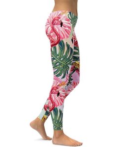 Did you know that flamingos are pink because they eat shrimp? We've created these unique Flamingo Leggings to get your summer wardrobe ready with a touch of tropical vibe. Soft, stretchy and super comfortable to wear. Trendy Beach Activewear For Spring, Trendy Spring Beach Activewear, Stretch Leggings For Beach In Summer, Casual Stretch Leggings For Beach, Summer Stretch Bottoms With Tropical Print, Fun Stretch Bottoms For Vacation, Trendy Pink Summer Activewear, Summer Tropical Stretch Bottoms, Tropical Style Stretch Bottoms For Summer