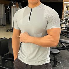 Zip Collar Men's Gym & Workout T Shirt - Men's Fitness Apparel, Men's Sports & Fitness T Shirts | Vivinch Happiness Checklist, Sports T Shirts, Fitness T Shirts, Mens Workout, Gym Workouts For Men, Paypal Money, Zip Collar, Men's Fitness, Fitness Bodybuilding