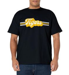 PRICES MAY VARY. Support your sports team with this vintage-inspired tigers mascot t-shirt. Great shirt for all sports teams, Football, Baseball, Soccer, Basketball, Track, Softball, Swim Team, Cheerleader, Marching Band. High School mascot, college, school spirit Great gift for birthdays or Christmas for a tiger sports fan in high school, middle school, elementary school or Louisiana! Retro Shirt Design, Graphic Tee, Black and White Stripe, Team Colors, Mens, Womens, Kids, Youth, Football Mom, Sports Fan T-shirt In Team Colors, Sports Fan T-shirt For Baseball Season, Team Name T-shirt For Sports Season, Varsity T-shirt With Team Logo For Football Season, Collegiate T-shirt For Baseball Season Fan Merchandise, College Varsity T-shirt With Graphic Print, Game Day T-shirt With Logo For Baseball Season, Game Day Baseball T-shirt With Logo Print, College Football Season T-shirt With Team Logo