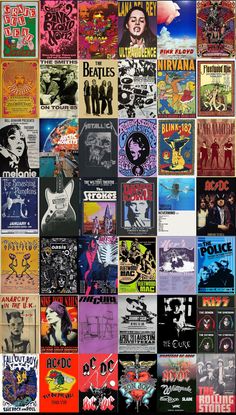 a collage of posters from the 80s's and early 1990s's