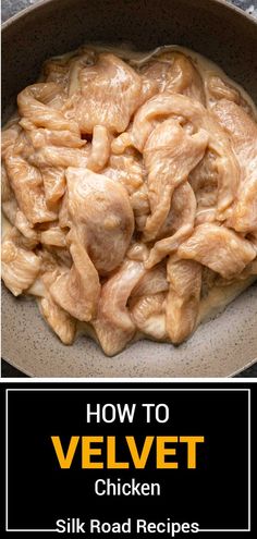 how to velvett chicken in a skillet with the title above it