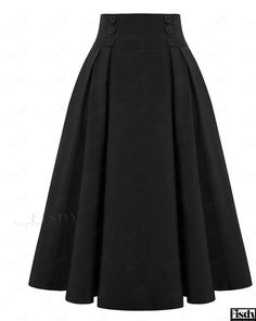 Fisdy - Elegante y atemporal falda plisada vintage de talle alto con prácticos bolsillos con cinturón Casual Trendy Outfits, High Waisted Pleated Skirt, Layered Tulle Skirt, Mid Length Skirts, Skirt Skirt, Denim Midi Skirt, Color Fabric, Bottom Clothes, Types Of Skirts