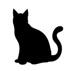 a black silhouette of a cat on a white background