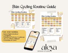 Color Theme: Retro Yellow | Please see my other listings for different color variations of this calendar guide.  This Skin Cycling Routine Calendar Template Guide is perfect for keeping track of your nightly skincare schedule with a list of products commonly recommended for the skin cycling schedule.  Skin cycling is a four-night skincare routine that begins with exfoliation on the first night, a retinoid serum on the second night and then nights three and four are dedicated to recovery with hyd Skin Care Template, Skincare Schedule, Skin Cycling Routine, Routine Template, Skin Cycling, Night Skincare, Routine Printable, Schedule Calendar, Night Skin Care Routine