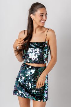 Mermaid sequin cami tank top black multi - Trendy New Year's Eve Outfits at Lush Fashion Lounge Boutique in Oklahoma City Holiday Party Dress, Mermaid Sequin, Holiday Party Dresses, Party Outfits, Women's Boutique, Polyester Top, Tank Top Cami, Dress Party, Oklahoma City