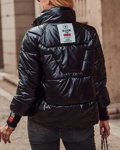 Elluis - Premium Colornlock Quilted Puffer Jacket with Zipper Design Jacket With Zipper, Quilted Puffer Jacket, Chic Type, Estilo Chic, Double Breasted Coat, Winter Essentials, Letter Patterns, Puffer Coat, Puffer Jacket