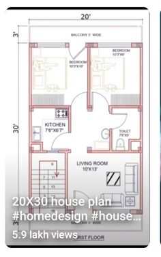 two story house plan with 3 bedroom and 2 bathroom in the same floor area, which is