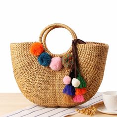 Free U.S. shipping. Style:  , color:Beige, suite for season：Summer ，Beach, Honeymoon, Material Raffia, Beige Beach Bag Woven Summer Handbag for Travelling Round Straw Bag, Bags Online Shopping, Straw Beach Bag, Bamboo Bag, Summer Handbags, Boho Handmade, Woven Handbags, Straw Tote Bag, Rattan Bag