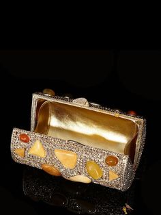 BirdinBag - Exquisite Womens Evening Clutch with Agate & Rhinestone Embellishments Elegant Multicolor Embellished Jewelry, Inch Bag, Chain Pattern, Details Pictures, Rhinestone Embellishments, Word Wrap, Box Bag, Evening Clutch, Style Minimalist