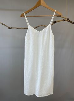 "Nothing welcomes the hot weather more than linen. This simple linen slip dress is a must have and can be more playful if layered. -100% linen construction -V neck -Slightly A-line shaped -Adjustable spaghetti straps -Above the knee -Slip on overhead -Listing colors: Blush, Natural, and White Please provide your shoulder width, full bust measurement ( measured around the fullest part) and your height along with your order in the note to seller box. Don't see your size? Please message us for cust Linen Sundress In Mini Length, Linen Sundress Mini Dress, Summer Sundress With Spaghetti Straps For Casual Wear, Summer Linen Dress For Brunch, Summer Sundress Mini Dress With Camisole Shape, Summer Sundress With Camisole Shape, Casual Summer Mini Dress For Sleep, Linen Mini Dress For Daywear, Summer V-neck Sundress For Loungewear