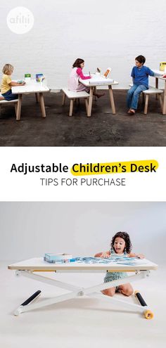 children's desks and chairs are featured in this ad for the children's desk