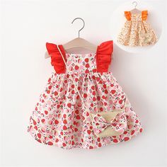 Toddler Infant Baby Girls Summer Princess Dresses Vacation Beach Sleeveless Bag Set Ruffles Floral Dress Feature: 90% Cotton, 10% polyester Hand Wash Only EXCELLENT FABRIC: Baby girls summer dress sleeveless backless princess birthday party dresses toddler little girl flower sundress with straw bag, casual beach dress outfit clothes set, are well made of cotton blend, soft and breathable fabric, comfortable to wear, give your baby comfortable wearing experience SUMMER CUTE DESIGN: Toddler baby g Pink Princess Dress, Baby Summer Dresses, Doll Collar, Girls Summer Outfits, Newborn Dresses, Bag Dress, Summer Baby, Newborn Outfits