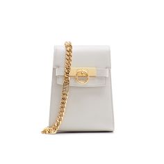 Unlocked Phone Bag in Cream | Parisa Wang Pw Logo, Parisa Wang, Purses Designer, Chloe Drew, Phone Bag, Leather Interior, Chain Strap, Body Bag, Smooth Leather