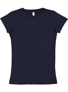 Ladies' Junior Fit T-Shirt - NAVY - XL | LAT Women's Junior Fit T-Shirt in Navy Blue Size XL | Cotton Fitted Basic Pre-shrunk T-shirt, Fitted Plain Cotton T-shirt, Pre-shrunk Navy Cotton T-shirt, Navy Cotton Pre-shrunk T-shirt, Navy Fitted Crew Neck T-shirt, Fitted Navy Casual T-shirt, Navy Fitted Short Sleeve T-shirt, Navy Fitted Casual T-shirt, Spirit Wear