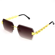 This Gold Metal Framed Frameless Color Sunglass is a luxurious piece with strong Gold accent metal frames with a unique design on the side and UV Ray Protection. Both Men and Women can rock this piece. We strive to offer the most exquisite pieces at the best prices in the game so don't hesitate when adding multiple items to your cart. The perfect accessory to any outfit, casual or business, this piece will turn heads in just the right way Perfect to pair with any Watch, Chain, Bracelet or Pendan Metal Sunglasses With Gradient Lenses For The Beach, Metal Sunglasses With Gradient Lenses For Beach, Modern Metal Shield Sunglasses With Tinted Lenses, Metal Mirrored Sunglasses For The Beach, Modern Metal Sunglasses For The Beach, Gold Rectangular Sunglasses With Uva Protection, Modern Metal Sunglasses For Beach, Trendy Gold Metal Sunglasses, Modern Gold Metal Sunglasses