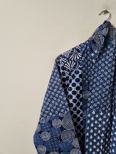 Long Sleeve Cotton Kimono With Patchwork, Long Sleeve Cotton Patchwork Kimono, Cotton Patchwork Long Sleeve Kimono, Blue Long-sleeved Cotton Kimono, Blue Cotton Long Sleeve Kimono, Blue Long Sleeve Cotton Kimono, Blue Cotton Outerwear With Kimono Sleeves, Blue Fitted Long Sleeve Kimono, Fitted Long Sleeve Blue Kimono