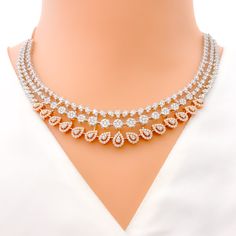 gold-chic-rose-gold-diamond-necklace-set Rose Gold Diamond Necklace, Gold Chic, 18k Gold Necklace, Diamond Necklace Set, Gold Diamond Necklace, Gold Necklace Set, Vs Diamond, Rose Gold Diamonds, Quality Diamonds