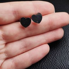 Small heart silver stud earrings. These tiny heart earrings are a perfect aniversary gift for her bridesmaid gift or as a valentines day present. Estimated shipping times United States: 3-5 weeks North America: 3-5 weeks Europe: 9-18 business days I'll do my best to meet these shipping estimates, but cannot guarantee them. Minimalist Jewelry With Matching Earrings For Valentine's Day, Minimalist Valentine's Day Jewelry With Matching Earrings, Valentine's Day Heart Earrings Gift For Her, Minimalist Pierced Earrings As Gift For Her, Minimalist Heart Jewelry For Pierced Ears, Minimalist Earrings As A Gift, Dainty Earrings For Valentine's Day Gift, Black Heart-shaped Earrings For Gift, Minimalist Heart Drop Earrings As Gift