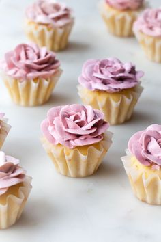 several cupcakes with pink frosting on them are shown in this instagram photo