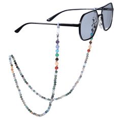 PRICES MAY VARY. 7 Chakra Beads Glasses Chain: Amethyst, sodalite, howlite turquoise, green aventurine, tiger’s eye, red aventurine, carnelian. Each stone corresponds to different chakra, ideal for chakra balancing and relaxation. Lightweight and Durable: The Eyeglass holder is made of high-quality crystal beads, matching with silicone hooks, which is durable and easy to hang. Moreover, its lightweight can bring a more comfortable wearing experience for you. Adjustable Design: This stylish chain Adjustable Glass Gemstone Beads, Adjustable Glass Gemstone Beaded Necklaces, Glass Beaded Necklaces With Round Beads, Adjustable Glass Gemstone Beaded Necklace, Adjustable Glass Beaded Necklace With Gemstone Beads, Adjustable Crystal Necklaces With Colorful Glass Beads, Adjustable Beaded Chain Crystal Necklace For Beach, Spiritual Glass Beaded Necklaces With Adjustable Fit, Spiritual Adjustable Glass Beaded Necklaces