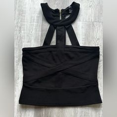 Questions Ask Below Chic Bandage Tops For Club, Black Strappy Tops For Party, Fitted Bandage Strappy Top, Black Party Tops With Straps, Black Strappy Party Tops, Black Bandage Crop Top For Party, Fitted Black Top With Straps, Chic Fitted Strappy Tops, Black Bandage Tops For Party