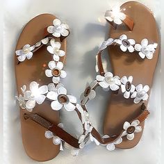 Brand New, With Box, Women’s White Flower With Pearl Flat Sandals. Never Worn. Size 8. Easy Summer Slip Ons. Dainty, Lightweight, And Comfortable. So Pretty And Flawlessly Designed For Summer Accessibility. Sexy Toe Ring Wrap-Closure. Adjustable Flower Sandals, Adjustable Flower Sandals For Spring, Summer Flower Sandals In Synthetic Material, Summer Flower-shaped Synthetic Sandals, Flower Shaped Summer Sandals For Spring, Flower Shaped Sandals For Beach And Summer, Flower Shaped Beach Sandals For Summer, Flower-shaped Beach Sandals For Summer, White Flower Shaped Sandals For Beach