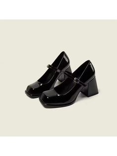 The Classic Elegance Mary Jane Heels are a timeless addition to any wardrobe, offering a perfect blend of vintage charm and contemporary style. Crafted from high-quality black leather, these sandals feature a secure buckle closure that ensures a snug and comfortable fit. The non-slip sole provides confidence with every Retro Black Mary Janes, Vintage Black Mary Janes With Ankle Strap, Black Mary Jane Slip-on Heels, Black Mary Jane Heels, Black Mary Jane Heels With 4-inch Heel, Shoes For School, Black Mary Janes With Rubber Sole, Medium Width, Comfortable Slippers, Pump Types