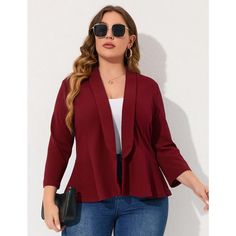 [COMFORTABLE AND BREATHABLE] - Made of 95% polyester and 5% spandex, This blazer is soft, light, and stretchy, providing a comfortable and breathable fit. Red Long Sleeve Semi-formal Outerwear, Red Long Sleeve Outerwear With Button Closure, Fitted Red V-neck Outerwear, Casual Burgundy V-neck Outerwear, Spring Blazer, Casual Blazer Women, Plaid Shirt Women, Red V-neck Outerwear With Button Closure, Crop Jean Jacket