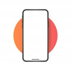 an image of a cell phone with a white screen and orange circle in the background