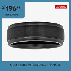 men's 8mm comfort - fit ring in black from jcc penney