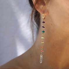 Seven Chakra Crystal Earrings Gold Silver Rose Gold Rainbow - Etsy Gold And Crystal Earrings, Gifts With Crystals, Crystal Huggie Hoop Earrings, Beaded Crystal Earrings, Earrings Aesthetic Simple, Crystal Jewelry Aesthetic, Diy Crystal Earrings, Crystal Earrings Diy, Chakra Stones Jewelry