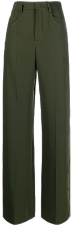 Elegant Green Wide Leg Pants With Pockets, Green Wide-leg Pants For Formal Occasions, Classic Green Bottoms With Straight Hem, Formal Green Ankle-length Wide Leg Pants, Tailored Wide-leg Green Pants, Olive Straight Pants With Belt Loops, Olive Trousers With Belt Loops, Chic Olive Pants For Work, Green Wide Leg Pants For Work