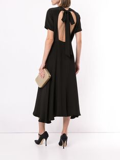 Tie-back Midi Dress For Night Out, Elegant Short Sleeve Maxi Dress With Tie Back, Summer Evening A-line Short Sleeve Dress, Knee-length Cutout Back Midi Dress For Party, Sleek Short Sleeve Midi Dress For Summer, Chic Midi Dress With Cutout Back For Evening, Chic Cutout Back Midi Dress For Evening, Chic Evening Midi Dress With Cutout Back, Spring Evening Asymmetrical Short Sleeve Dress